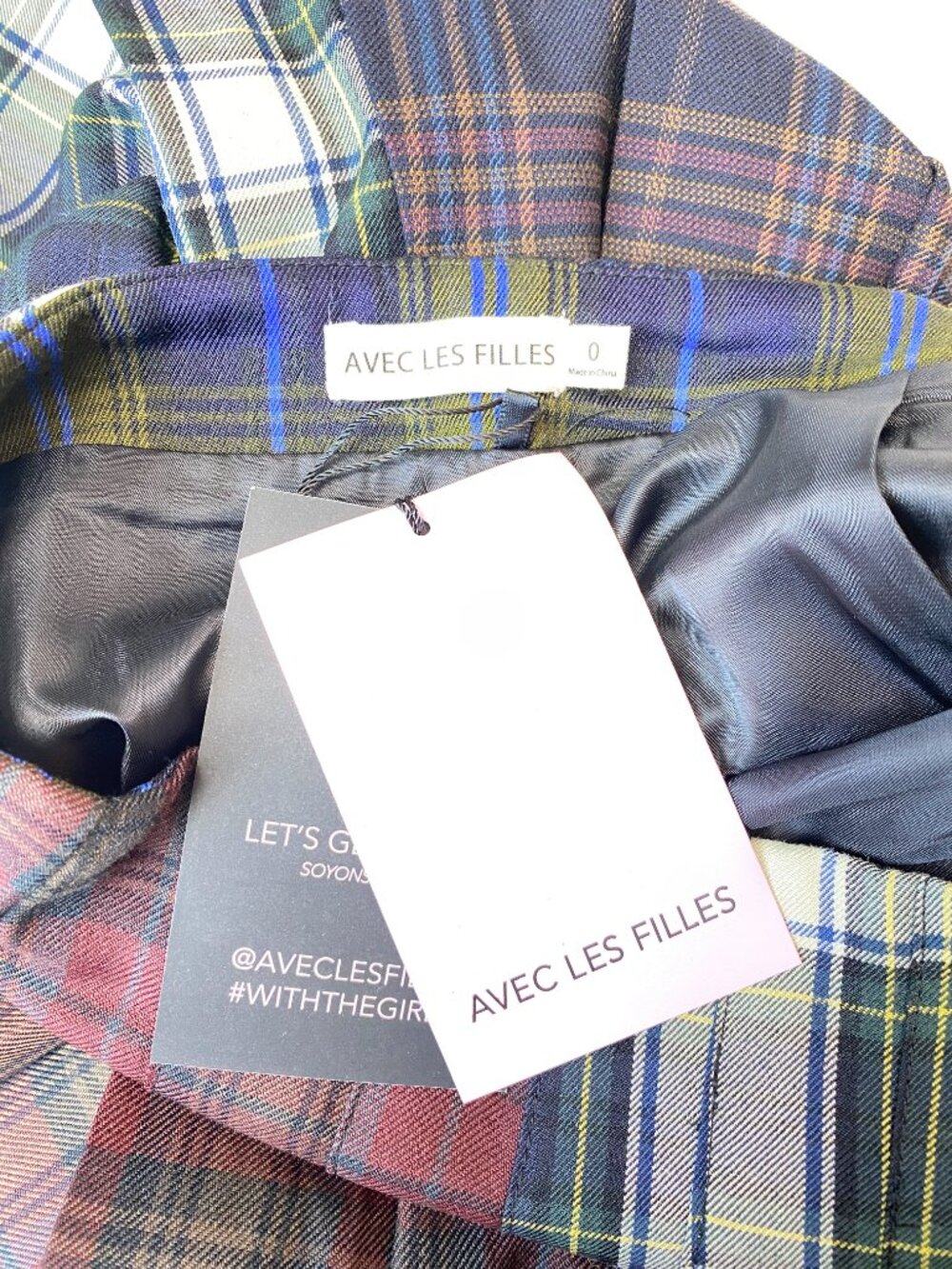 NWT Avec Les Filles Multi-Plaid Pleated Mini Skirt - Size 0 - Picture 9 of 10